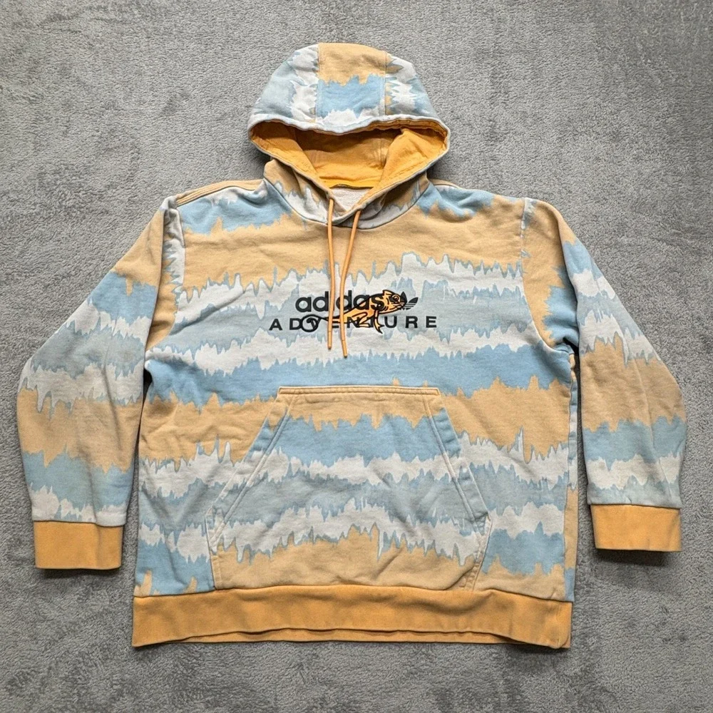 Adidas Originals Adventure Pullover Hoodie Mens Medium Chameleon Logo Lizard
